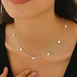 Neiman Marcus 18K White Gold Plated Heart Chain Necklace